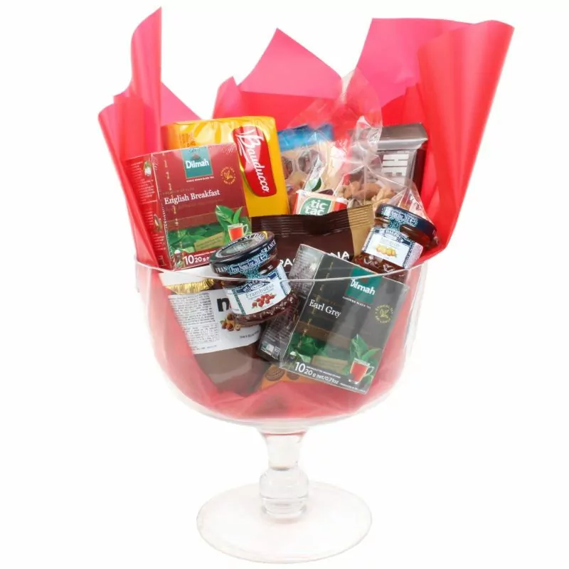 Set de Regalo Delicioso - Copa con chocolates, dulces, tostadas, nutella y té