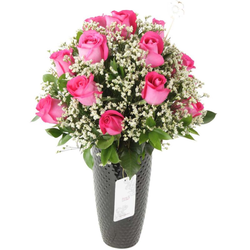 Flores a domicilio - María Rosas Fucsia en cerámica Flores a domicilio - María Rosas Fucsia en cerámica