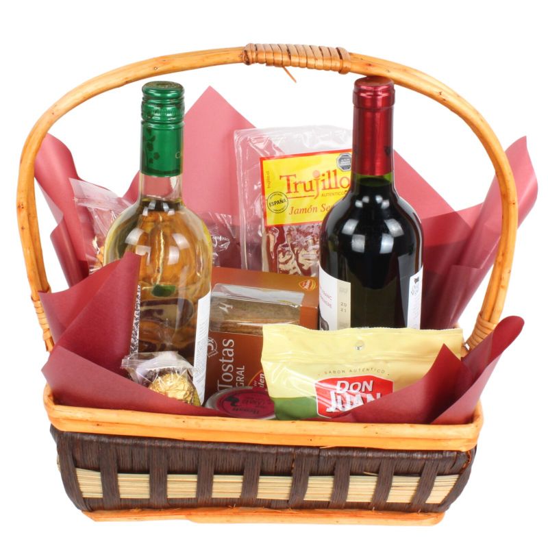 Set de Regalo vino Tinto y Blanco - Canasto de mimbre con vinos, paté, tostadas, bombones y picoteos Set de Regalo vino Tinto y Blanco - Canasto de mimbre con vinos, paté, tostadas, bombones y picoteos