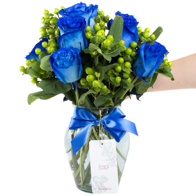Foto con persona Antonia Azul 9 rosas - Flores a domicilio Foto con persona Antonia Azul 9 rosas - Flores a domicilio