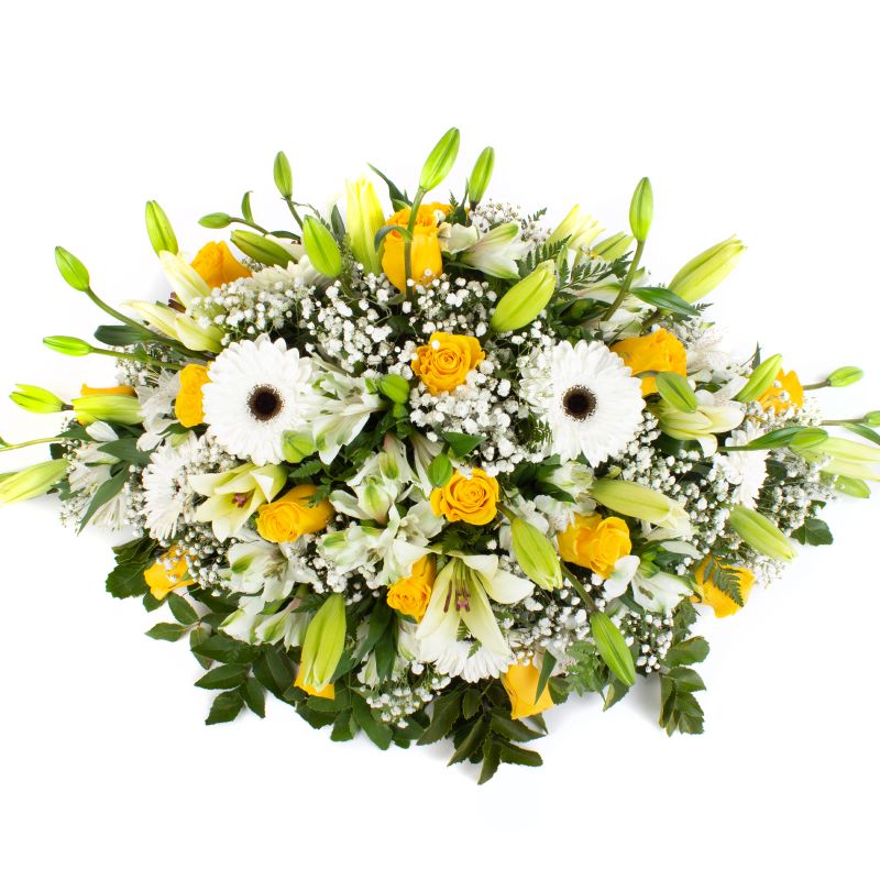 Foto 4 Sobria Despedida Amarillo Blanco - Flores a domicilio Foto 4 Sobria Despedida Amarillo Blanco - Flores a domicilio