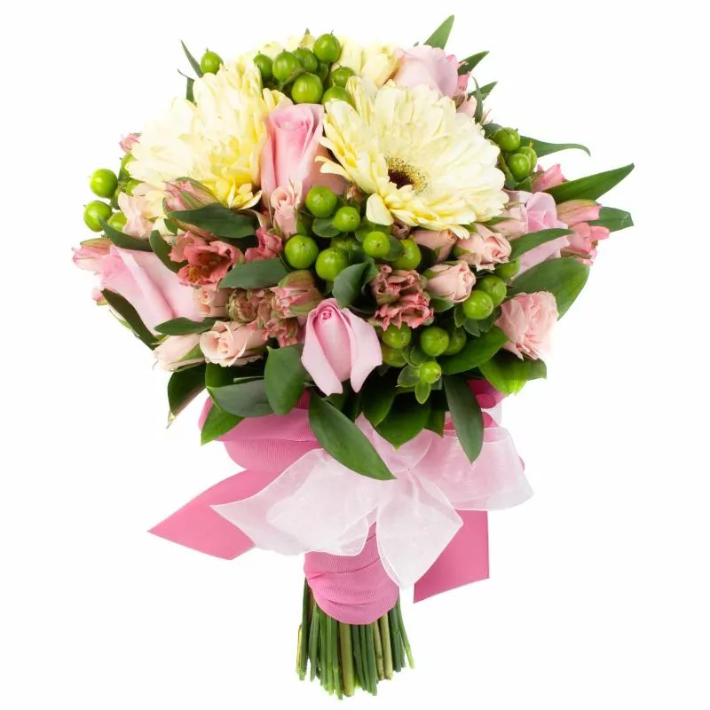 Foto 4 Amanda - Ramo de novia con gerberas, rosas rosadas y astromelias rosadas
