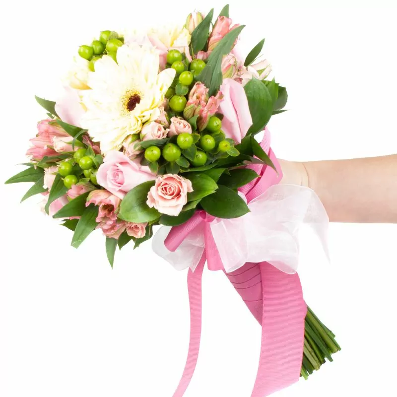 Foto 2 Amanda - Ramo de novia con gerberas, rosas rosadas y astromelias rosadas