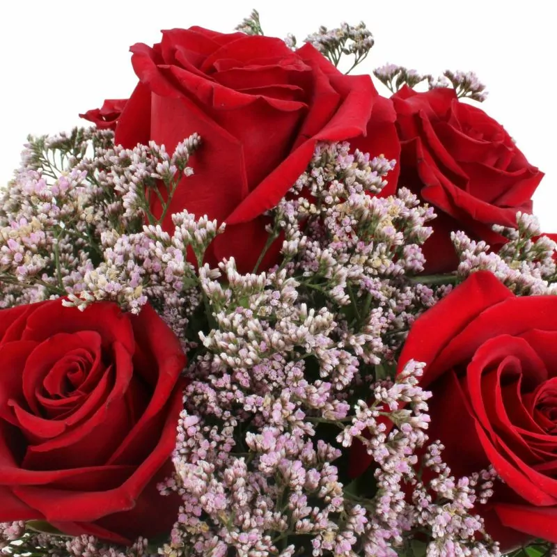 Foto 3 Pequeña Maria Rosas Rojas - Florero con 10 rosas ecuatorianas rojas y limonium