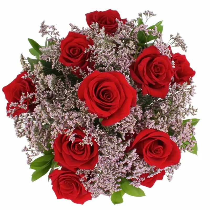 Foto 4 Pequeña Maria Rosas Rojas - Florero con 10 rosas ecuatorianas rojas y limonium