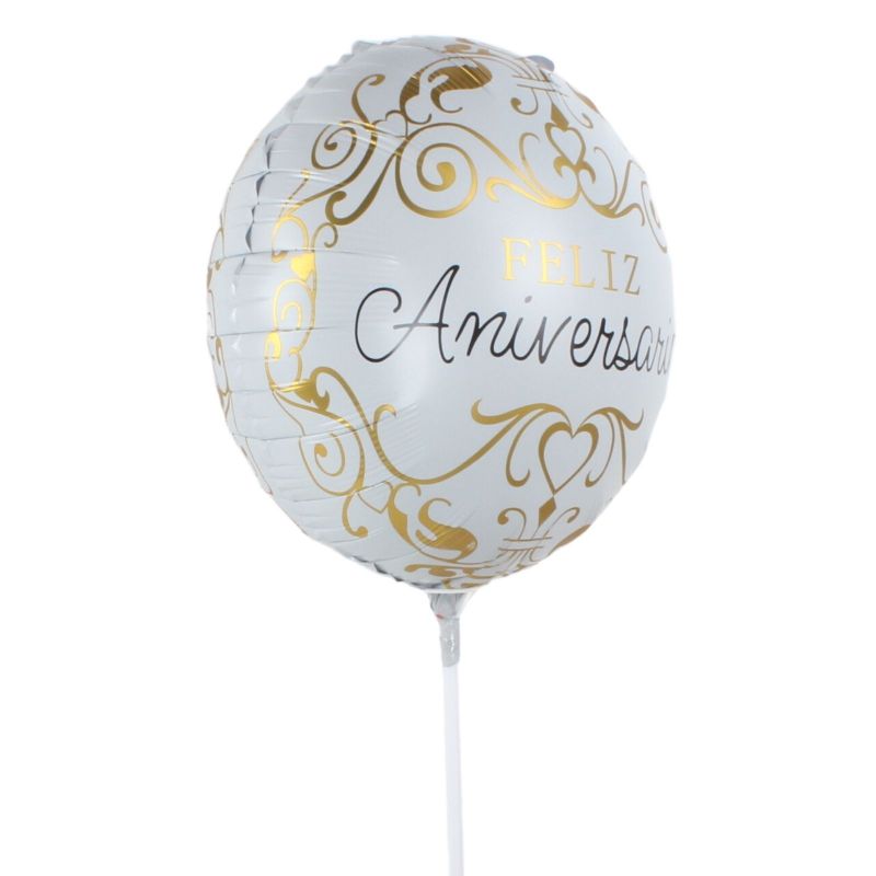 Foto 2 Globo Feliz Aniversario blanco y dorado 38cm - Flores a domicilio Foto 2 Globo Feliz Aniversario blanco y dorado 38cm - Flores a domicilio