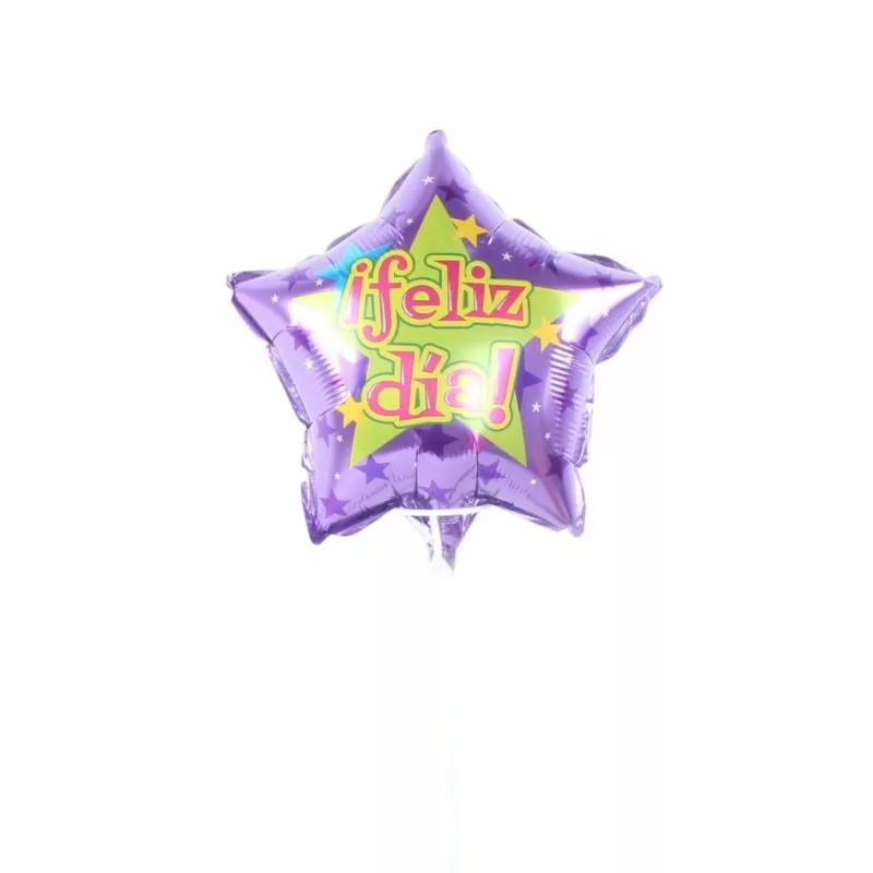 Globo Feliz Día estrella morada 20cm
