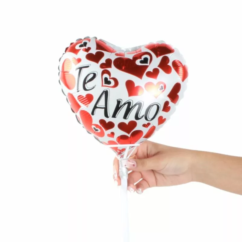 Foto 2 Globo Te amo Corazón blanco y rojo 22cm