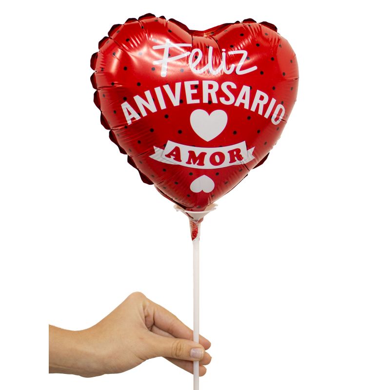 Foto con persona Globo Feliz Aniversario Amor 22cm - Flores a domicilio Foto con persona Globo Feliz Aniversario Amor 22cm - Flores a domicilio