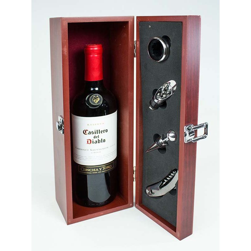 Foto 2 Vino en Caja de Madera y Accesorios - Flores a domicilio Foto 2 Vino en Caja de Madera y Accesorios - Flores a domicilio