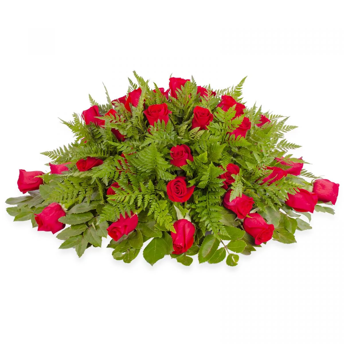 Foto principal Ovalado con 40 rosas rojas - Cubre urna para defunción con 40 rosas color rojo