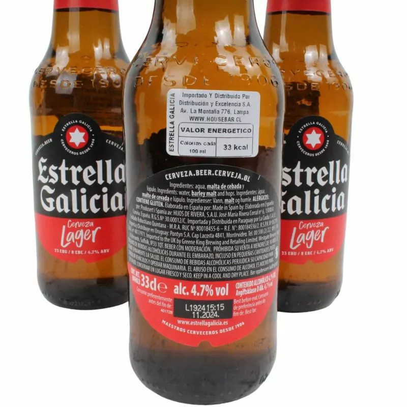 Foto 4 Set de 3 Cervezas Estrella Galicia - Trio de cervezas Estrella Galicia Lager de 330 ml