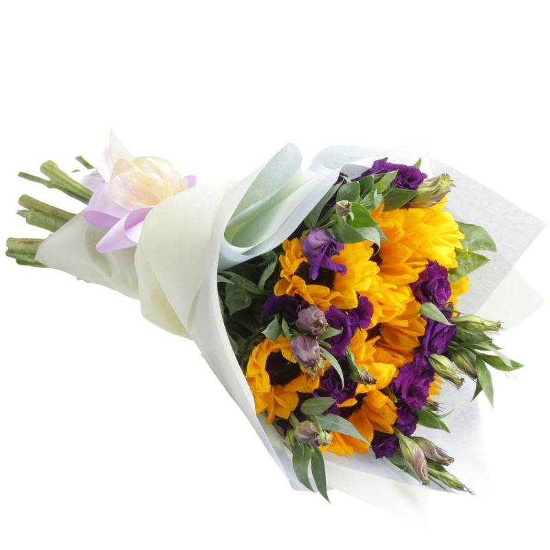Flores a domicilio - Ramo girasoles y lisianthus Flores a domicilio - Ramo girasoles y lisianthus