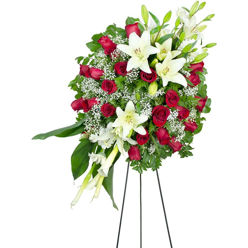 Flores a domicilio - Corona con rosas rojas y liliums Flores a domicilio - Corona con rosas rojas y liliums