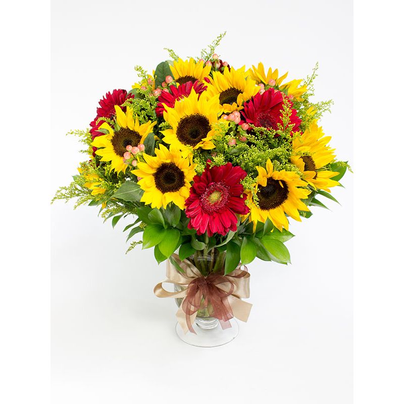 Foto 5 Florero con girasoles y gerberas - Flores a domicilio Foto 5 Florero con girasoles y gerberas - Flores a domicilio