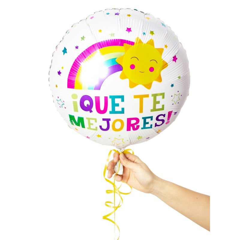 Foto con persona Globo ¡Que te mejores! arcoiris 35 cm - Flores a domicilio Foto con persona Globo ¡Que te mejores! arcoiris 35 cm - Flores a domicilio