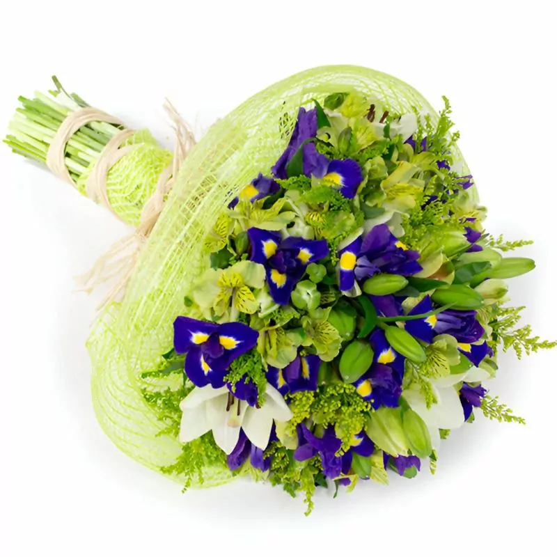 Ramo con iris, liliums y astromelias