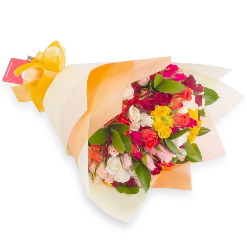 Ramo de MiniRosas - Ramo de flores con minirosas multicolor