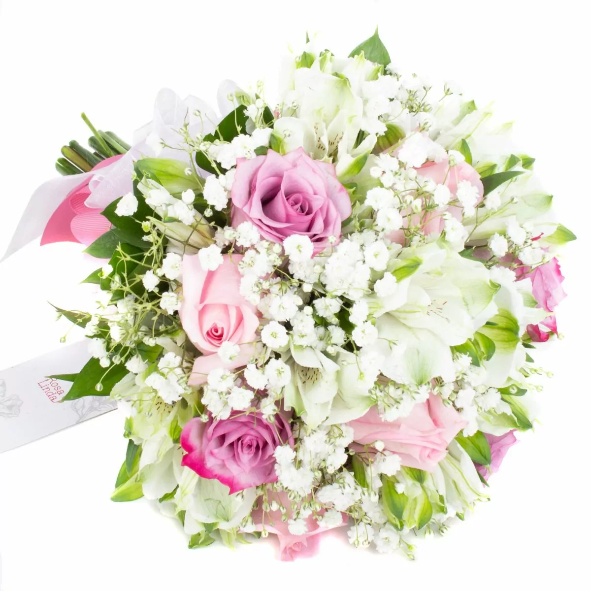 Foto principal Eva - Ramo de novia con rosas lilas, rosadas y gypso