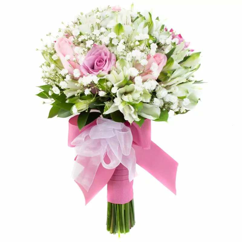 Foto 4 Eva - Ramo de novia con rosas lilas, rosadas y gypso
