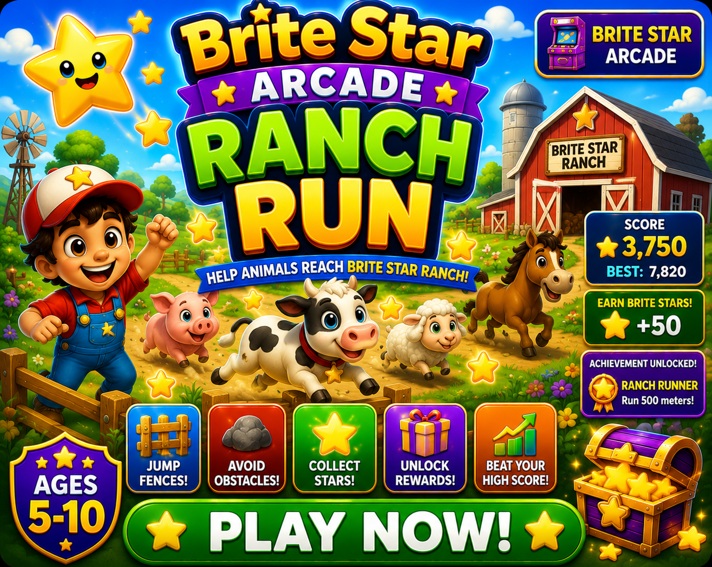 Play Brite Star Arcade Ranch Run - Free Online Game | Rosebud