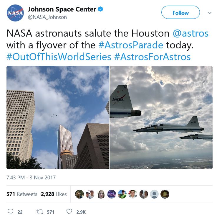 T-38s over Houston Astros parade