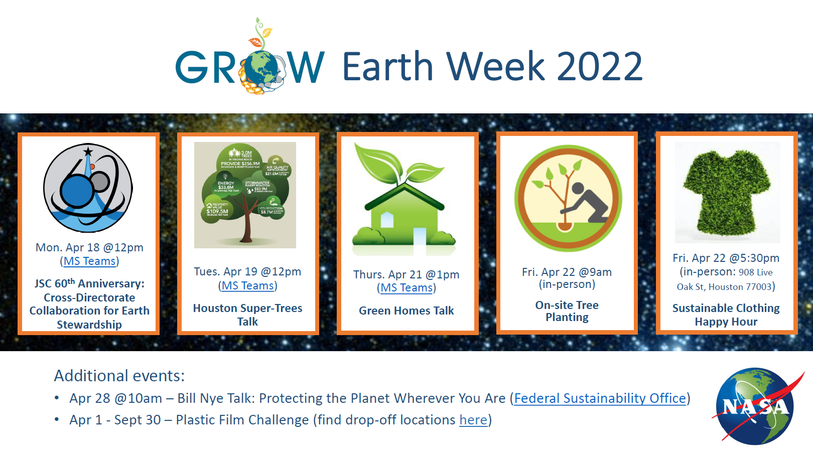 GROW Earth Week events