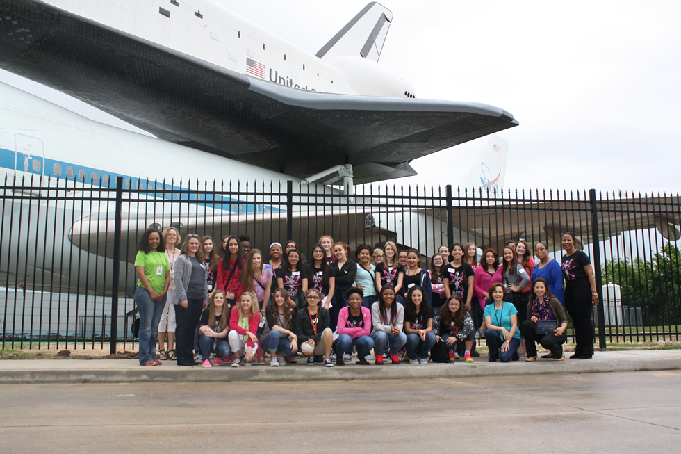 Diva Design participants take a moment for a photo op at Space Center Houston, one of the collaborating organizations involved with the project. 