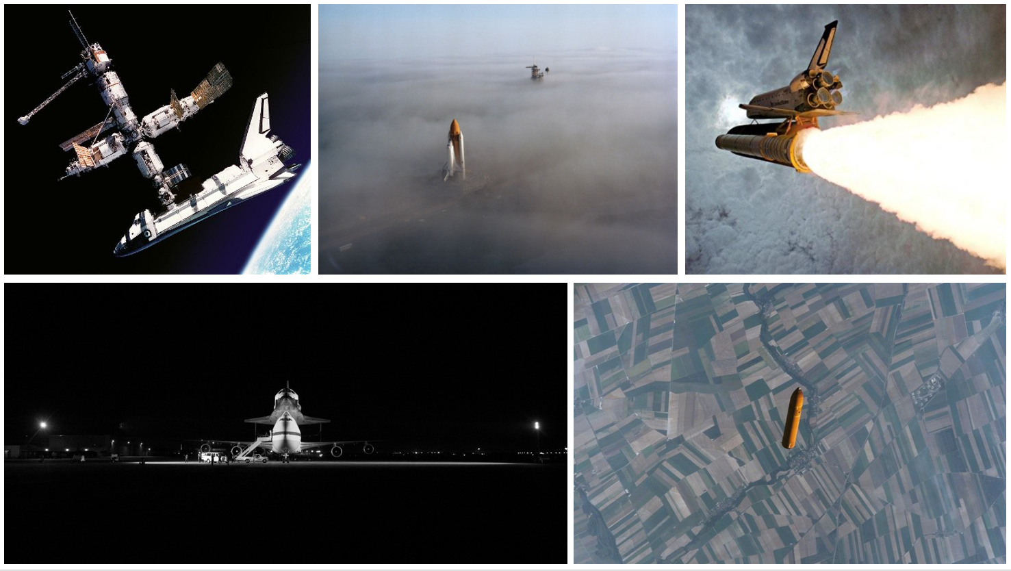 NASA collage of shuttle photos