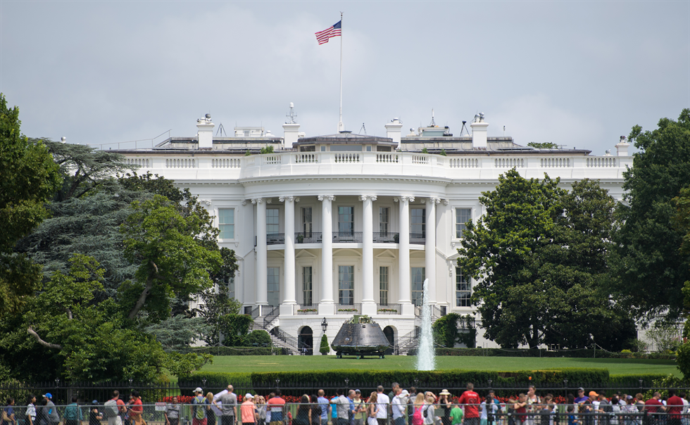 NASA’s Orion spacecraft that flew Exploration Flight Test-1 on Dec. 5, 2014, is seen on the South Lawn of the White House on July 22, 2018, in Washington, D.C.