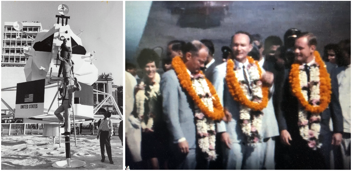 Compilation of Apollo 11 crew on a goodwill tour in India.