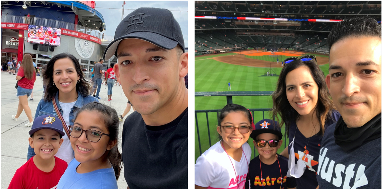 Torres family at an Astros and Nationals baseball game. Courtesy of Aracellie Torres