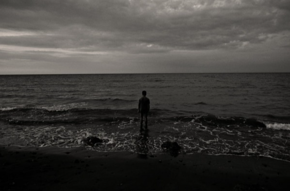 isolated person at the beach