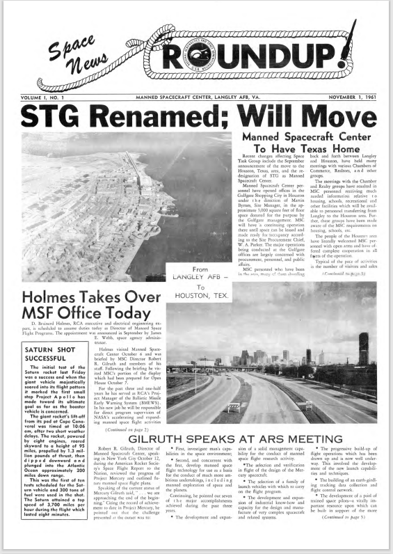Nov. 1, 1961: Space News Roundup Released - first page