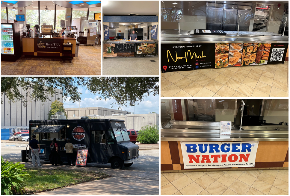 Snapshots of some current restaurants and food trucks available to those dining on-site. Credits: NASA/Debbie Denton-Misfeldt