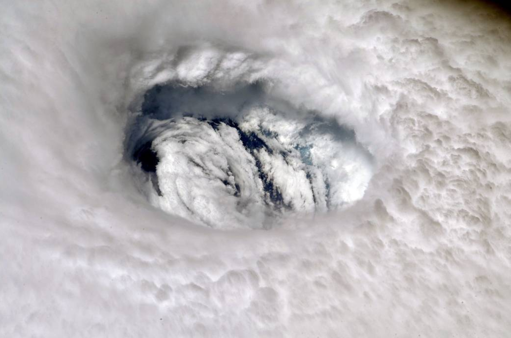 Astronaut Nick Hague, aboard station, posted this photograph of Hurricane Dorian to Twitter on Sept. 2, 2019. He added, “You can feel the power of the storm when you stare into its eye from above. Stay safe everyone!” Credits: NASA