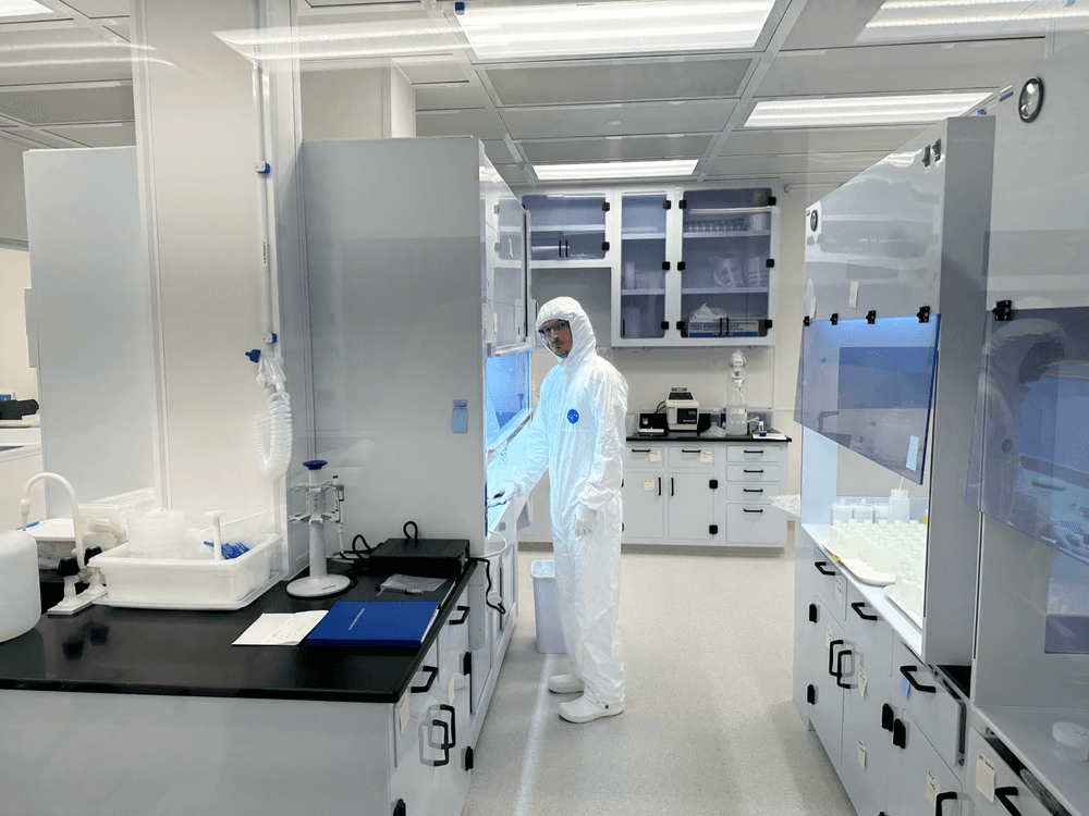 Analytical geochemistscientist Wayne Buckley pictured in the metal-free clean laboratory at the Center for Isotope Cosmochemistry and Geochronology. Credits: NASA