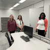 Images of people gathering in an open space in a newly renovated building.