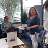 Images of people gathering in an open space in a newly renovated building.