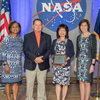 Women in Leadership cadre member Cathy Sham (pictured holding a length of service award). Sham serves as JSC Center Spectrum Manager and NASA Lunar Spectrum Manager.