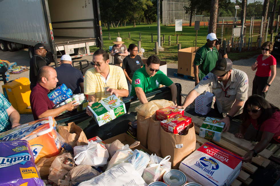 A plethora of donations from last year's Stuff the Truck event. This year's event will be on Sept. 1 and close out the food drive. Image Credit: NASA