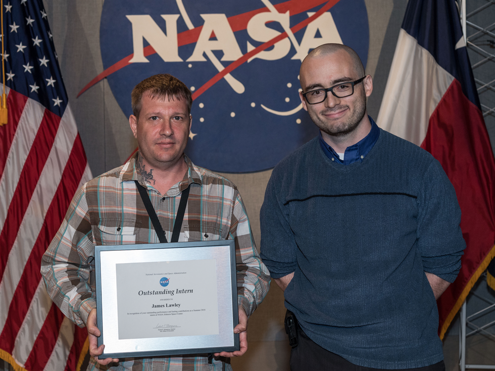 Left to right: Outstanding Intern awardee James Lawley and mentor Matthew Noyes