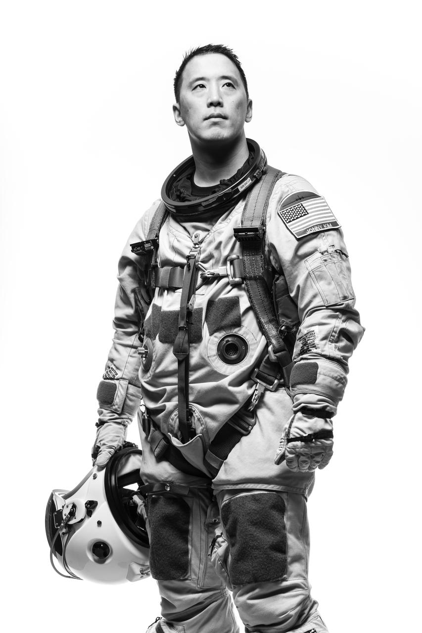 NASA astronaut Jonny Kim wearing a high-altitude pressure suit worn in the WB-57 aircraft, which is capable of flying at altitudes over 60,000 feet. Credits: NASA/Norah Moran