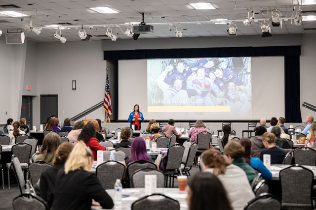 Astronaut Megan McArthur shared her exceptional career journey with U.S. Coast Guard, NASA's Johnson Space Center, and the maritime industry professionals during the Houston/Galveston Leadership and Inclusion Symposium.