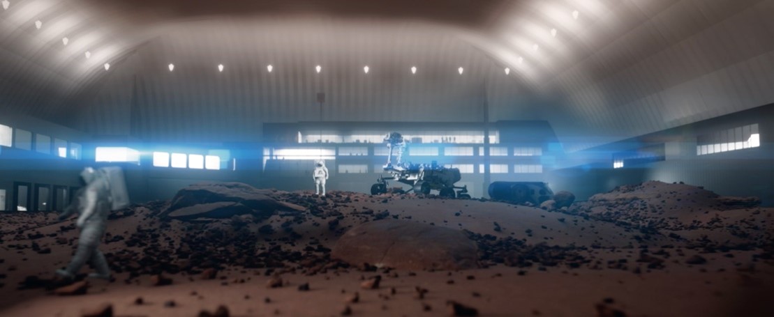 The Lunar Mars facility will include two enclosed simulated cosmic terrains for astronaut training on the Moon and Mars. Photo courtesy of Space Center Houston.