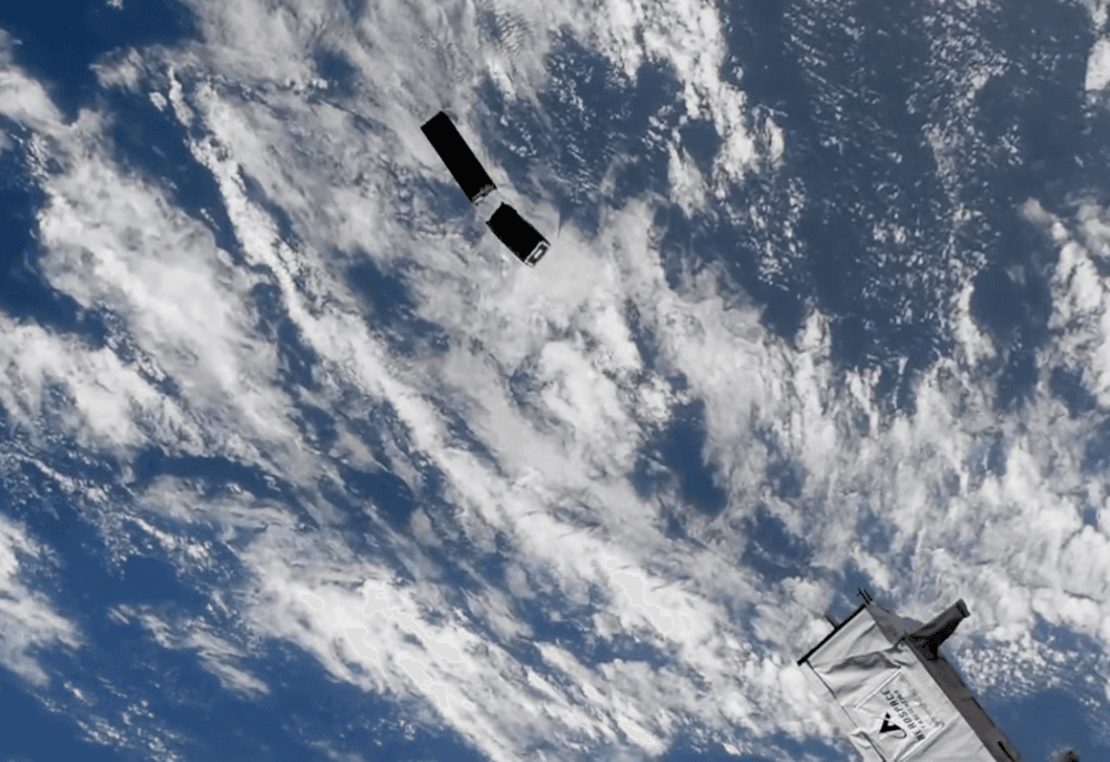 The Measurement of Actuation Response In Orbit, or MARIO, CubeSat is released from the International Space Station, marking the 150th deployment for NASA's CubeSat Launch Initiative. Credits: NASA 