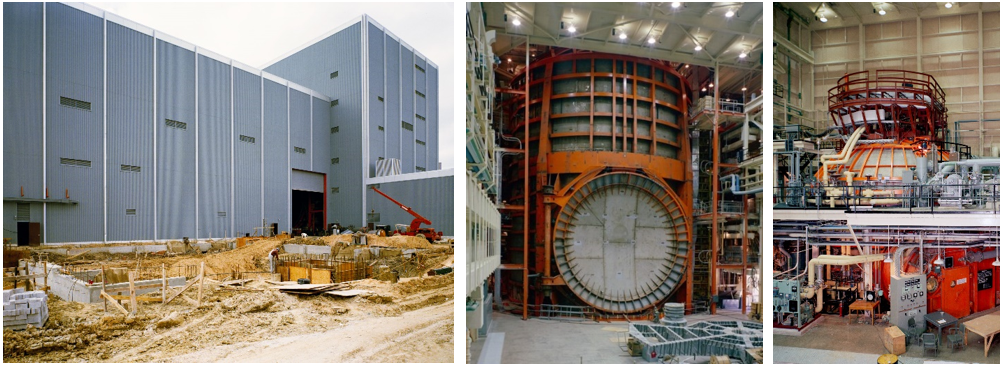 Left: Exterior view of Building 32 as construction neared completion in December 1964. Middle: Chamber A of the SESL in December 1965. Right: The SESL’s Chamber B in August 1965. Credits: NASA