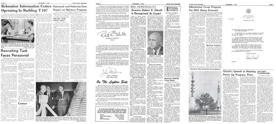 Pages 2, 3, and 4 of the Nov. 1, 1961 issue of the Space News Roundup.