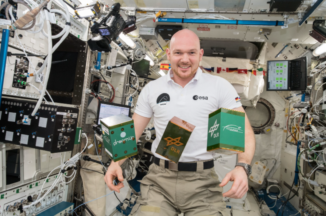 A view of ESA (European Space Agency) astronaut Alexander Gerst with NanoRacks modules, including the Experimental Chondrule Formation at the International Space Station, or EXCISS, NanoRacks Module-77. Credits: NASA