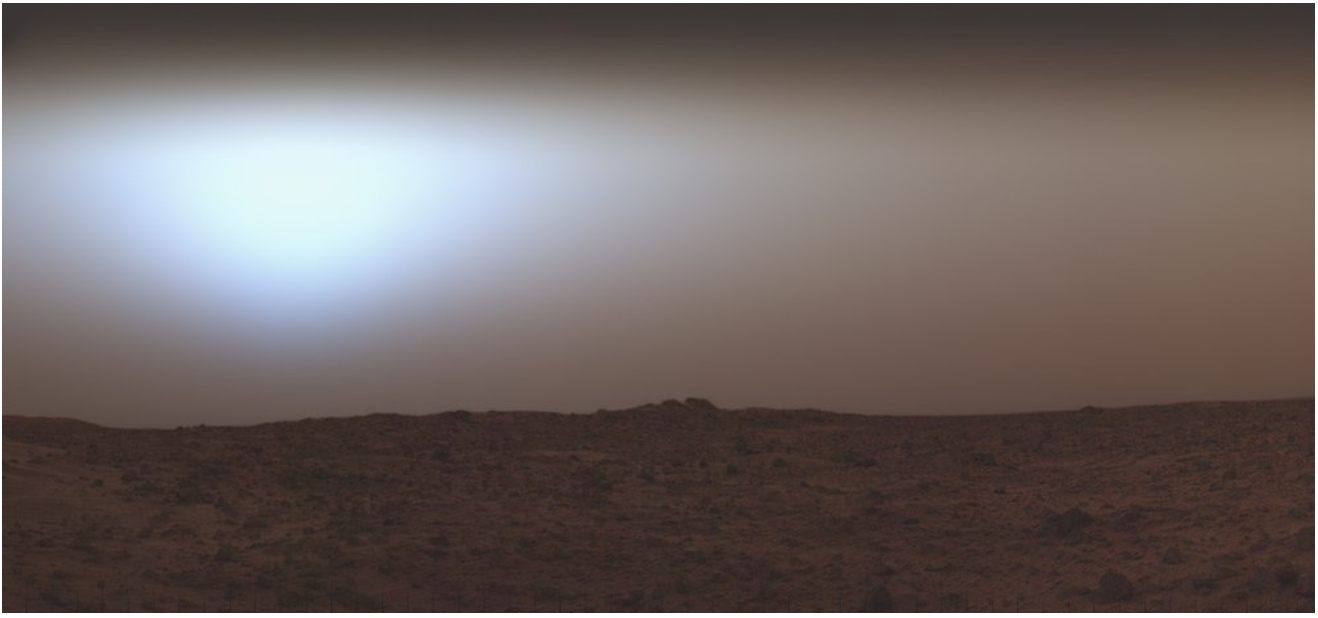 View of the Martian sky at sunrise taken by the Viking 1 lander. Credits: NASA
